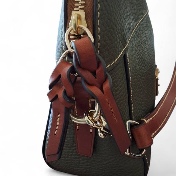 Dooney & Bourke Florentine Small Cameron Satchel Green w/ Leather Rose Charm - Picture 7 of 14